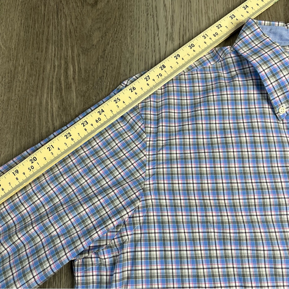 Ralph Lauren Button Up Shirt Cotton Stretch Blue White Checkered Pony Men’s L - Picture 8 of 8